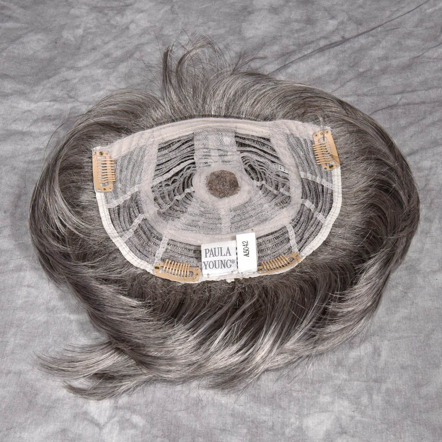 Short Length WhisperLite Paula Young Topper Hair Piece Color 51 Salt and Pepper