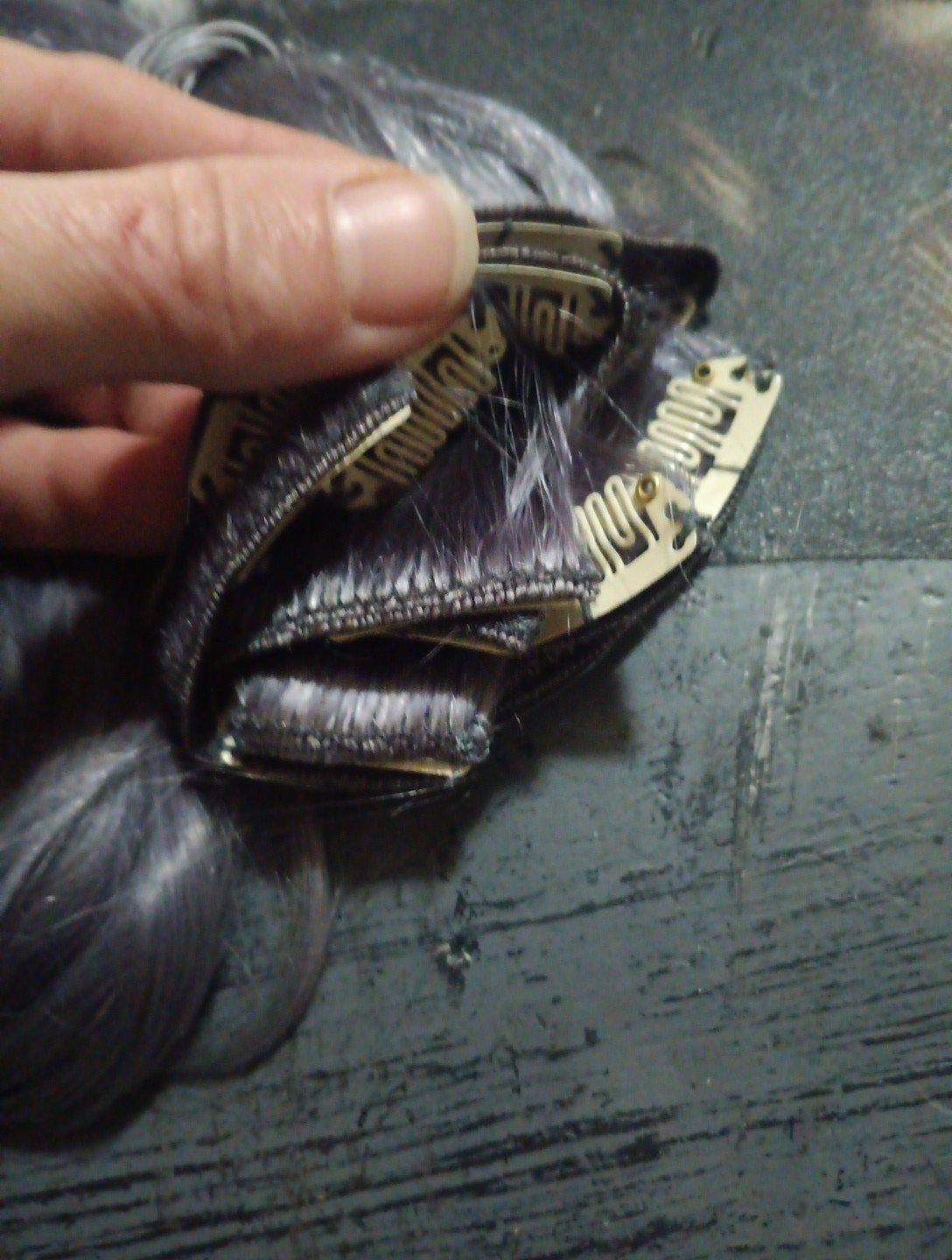 22″ Grey/gray Human Hair Clip In Extentions 70g+