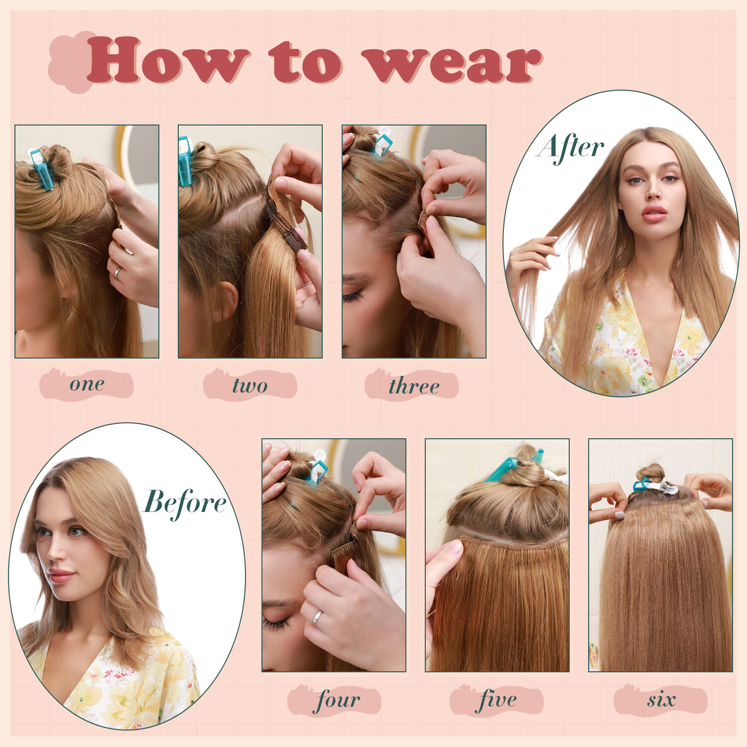 Premium Clip In 100% Real Human Remy Hair Extensions Full Head Highlight LONG US
