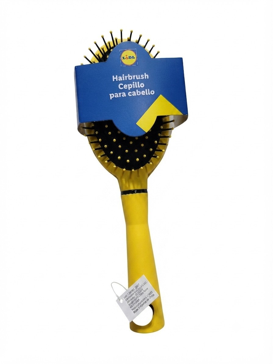 Lidl Hairbrush Yellow Black Rounded Bristles Vented Paddle Brush NEW Sealed