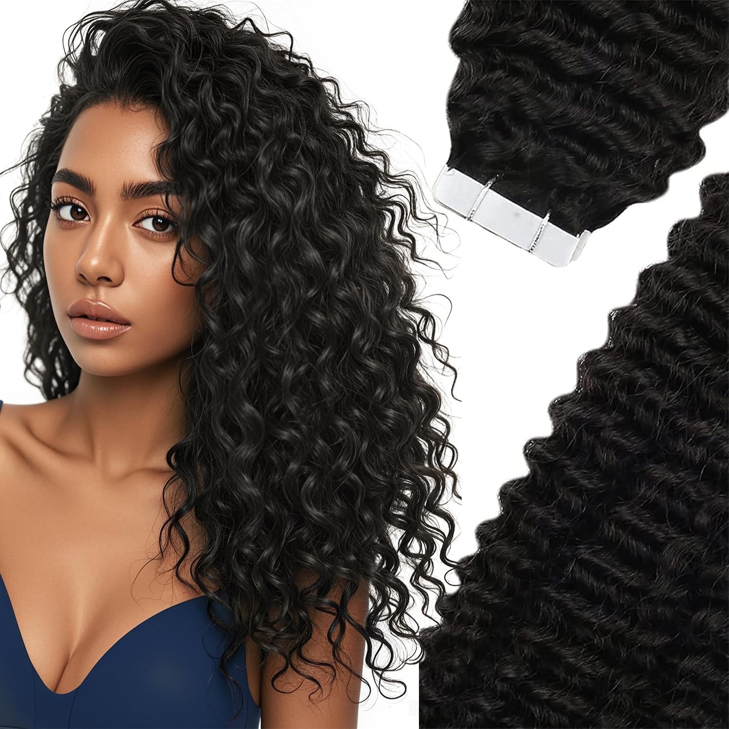 Sunny Hair TAPE-IN 14in NATURAL WAVE Dark Brown Hair Extensions – TP_2_14_NW_50G