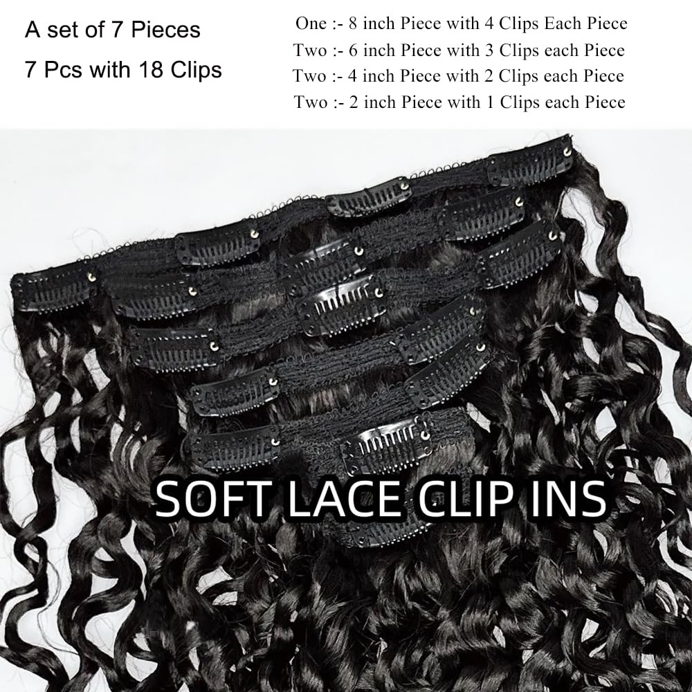 Burmese Curly Clip in Hair Extensions Human Hair 3C4A Lace Clip in Human Hair…