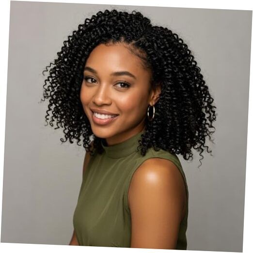 6 Packs 8 Inch Short Black Crochet Braids Passion Twist Marlybob Jerry Curl