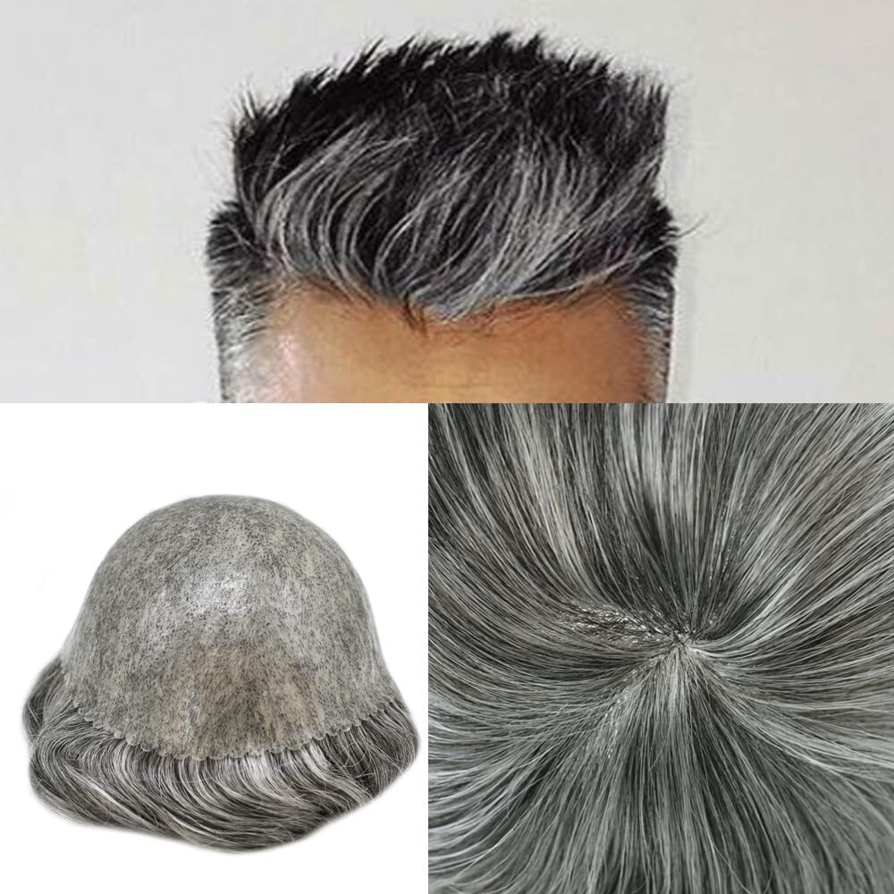 Men Replacement Hair System Full Poly Thin Skin Mens Toupee Hairpiece US