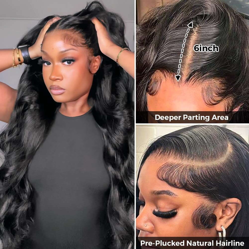 13X6 Body Wave Lace Front Wigs Human Hair Pre Plucked Pre Bleached Small Knots w