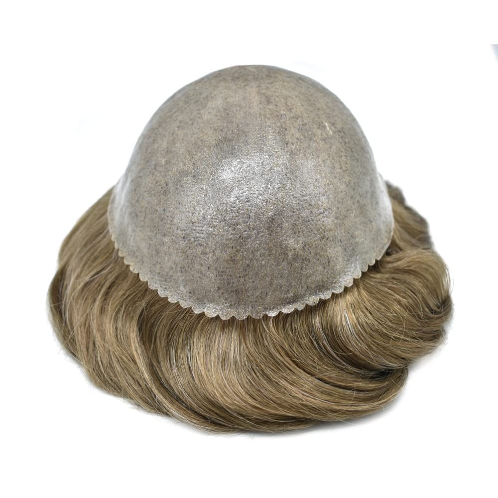 THIN SKIN Mens Toupee HumanHai Replacement Full Poly Skin PU System Wig for Men