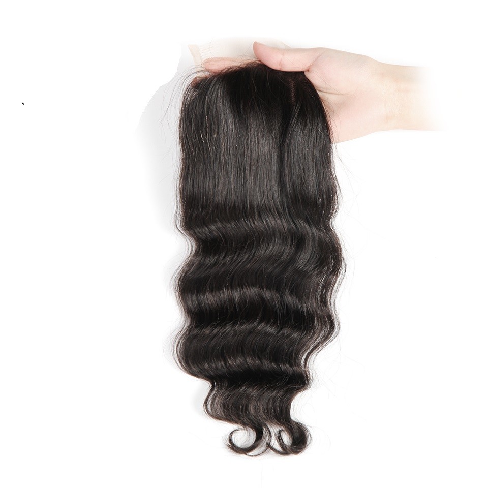 Flat Loose Wave Closure 4×4 Human hair Free Part Lace Closure Natural Black