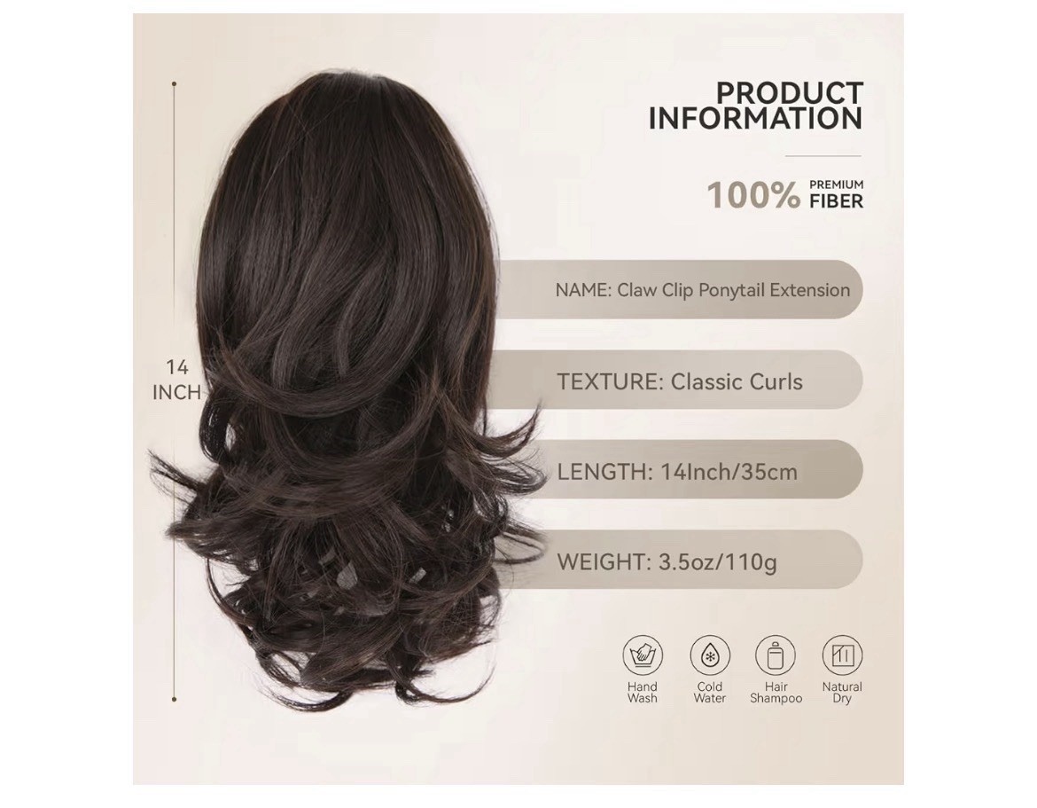 Brown Synthetic Clip In Ponytail For Women – 14 Inch Curly Ponytail Extension