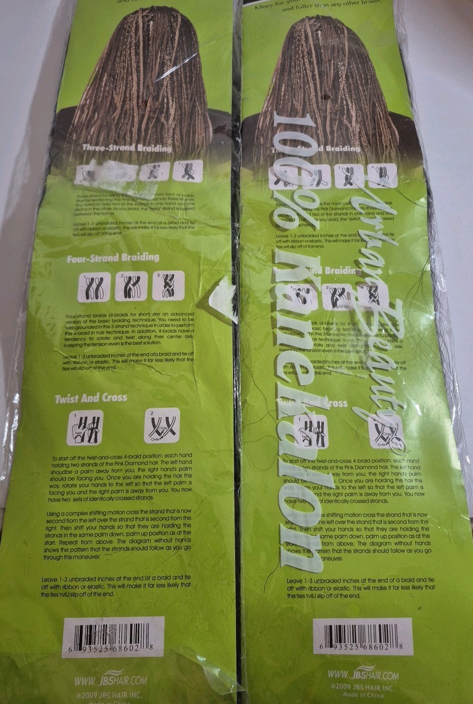 Urban Beauty 100% Kanekalon Braiding Hair 1B Black Full Volume Lot of 2