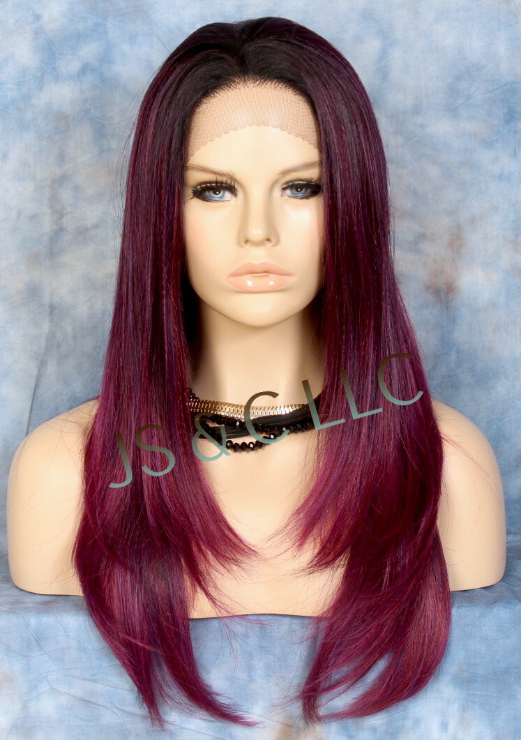 Long Straight Human Hair Blend Mono Top Lace Front Wig Sangaria WBDL