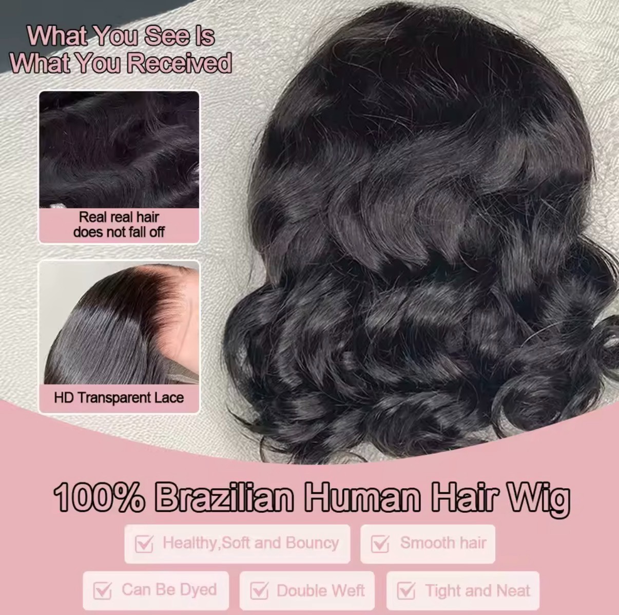 4×4 Lace Closure Human Hair Wig Curly Black Brazilian Remy Pre-plucked