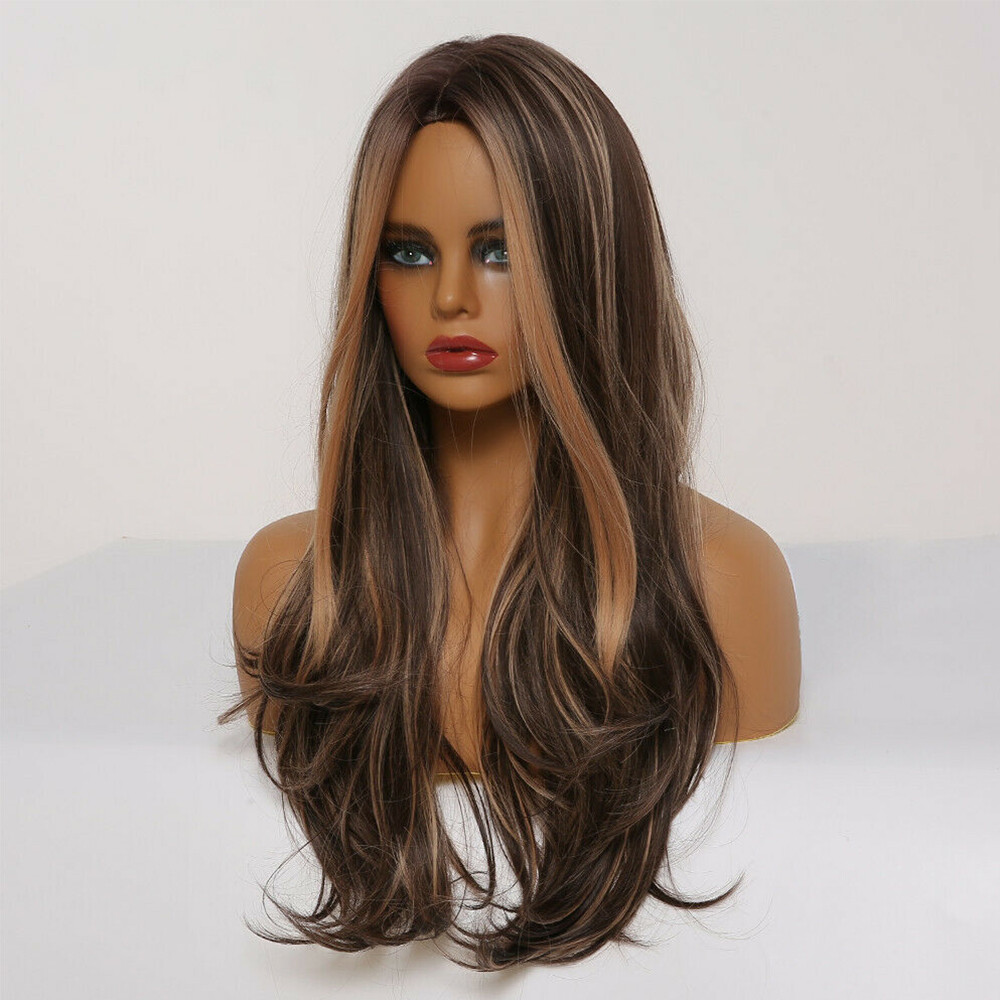 Full Wig Long Curly Straight Wavy Synthetic Hair With Blonde Wigs For Women