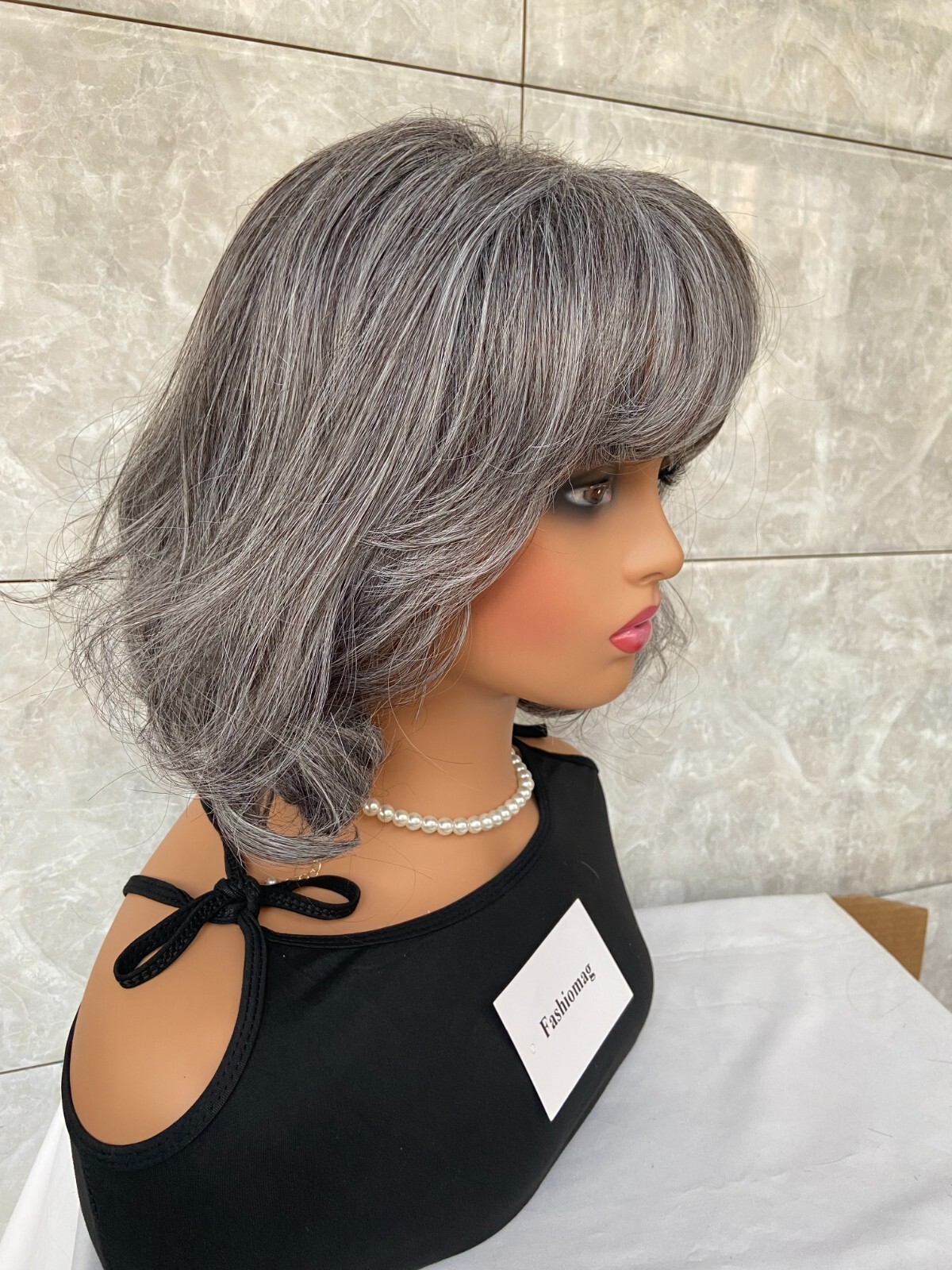 Short Bob Salt And Pepper Hair Synthetic Hair Wigs Women Soft Natural