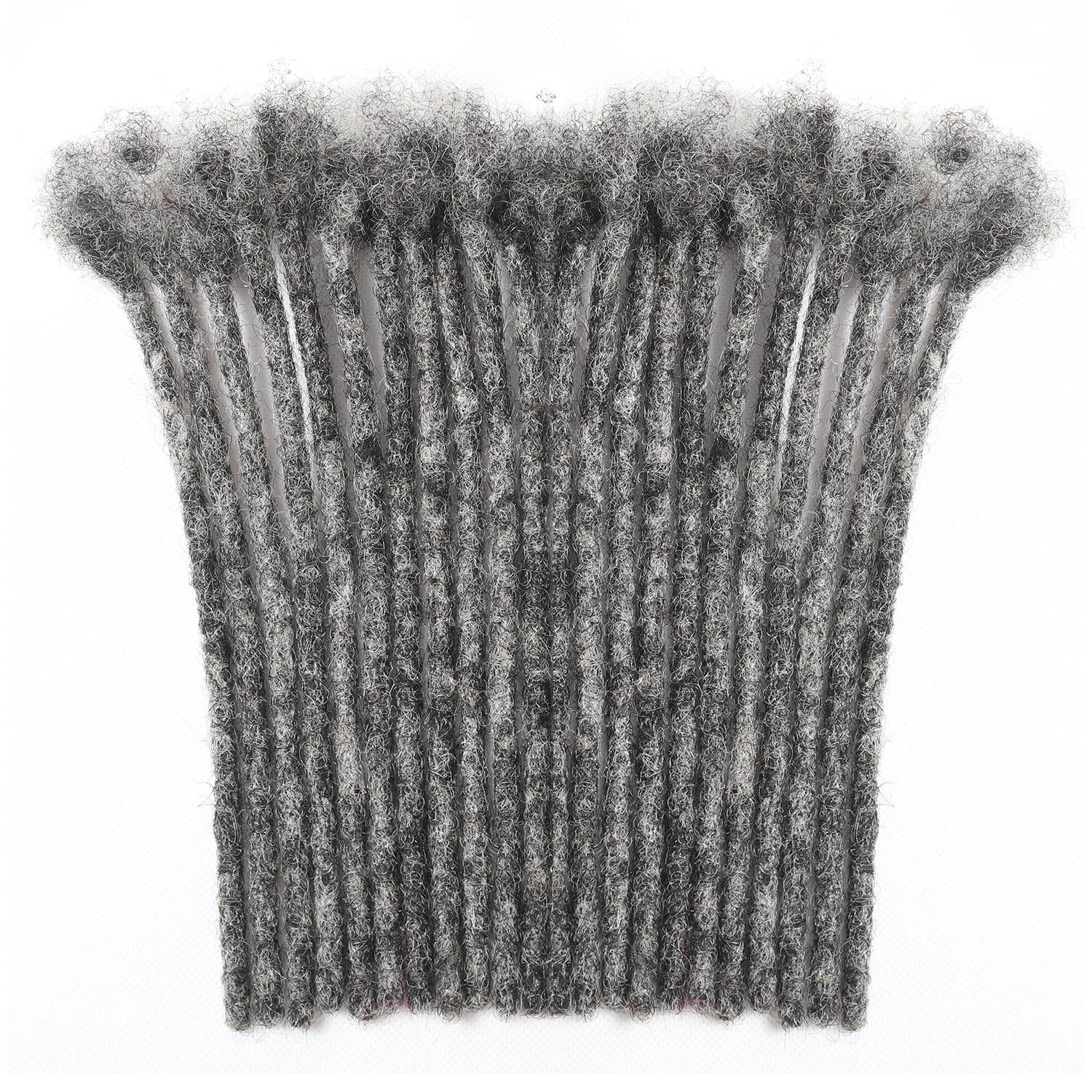 Loceast Salt and Pepper (Grey Black) Loc Extensions 100% Human Hair 0.6Cm 8 Inch