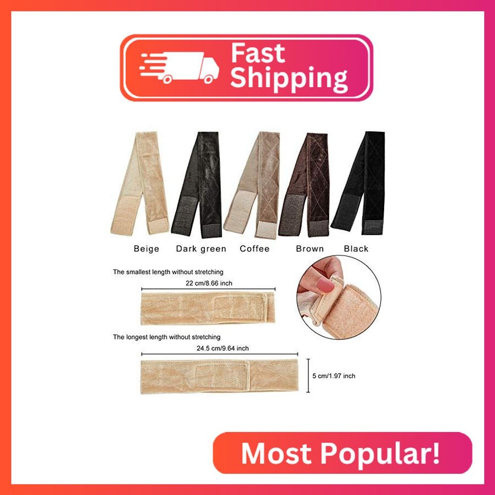 WILLBOND 10 Pieces Velvet Wig Grip Band Flexible Velvet Wigs Headband Non Slip A