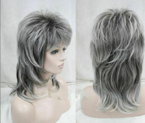 Kinky Curly Salt and Pepper Hair Synthetic Capless Wigs 12 Inches