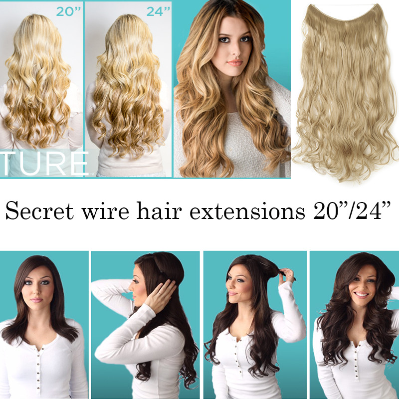Elastic Wire Hair Extensions Headband Invisible Wire Real Secret Long 140g Ah