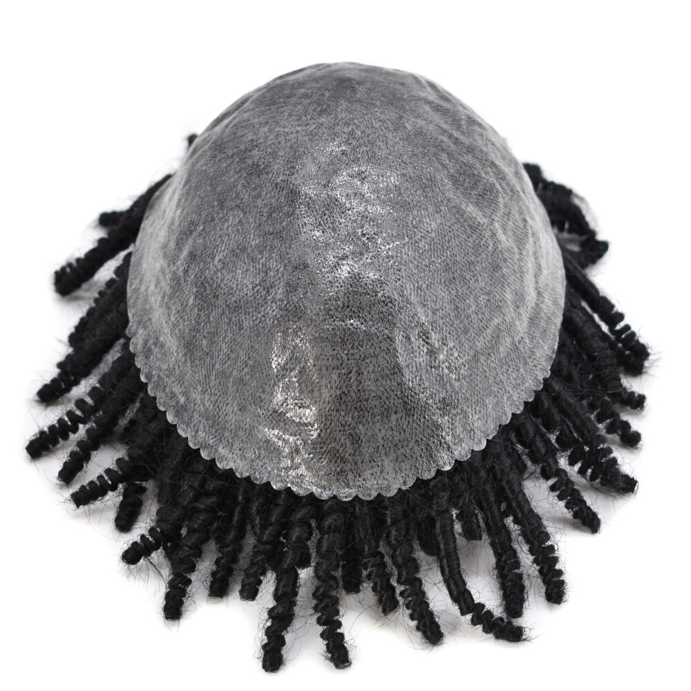 Afro Kinky Twist Crochet Braids Hair for Men Human Hair Piece System Mens Wigs