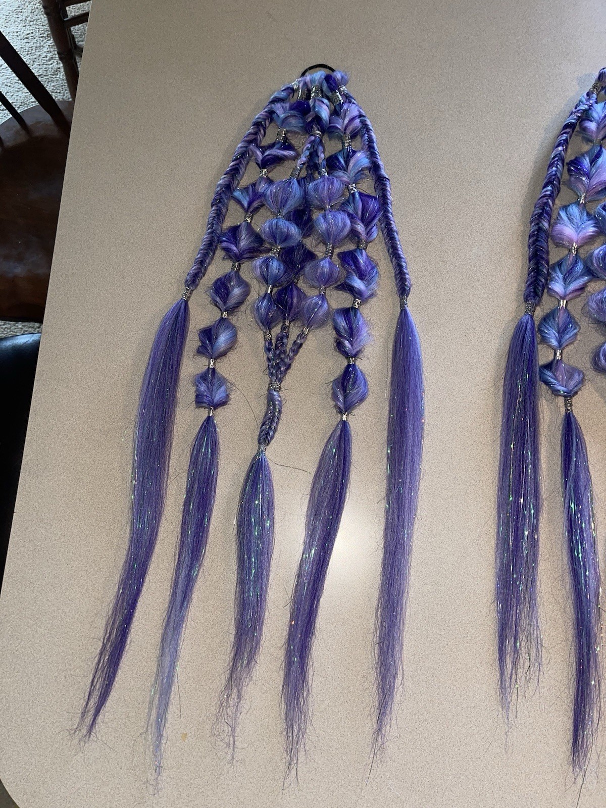 ✨💜Festival/Rave/Concert Pigtail Extensions – Handmade Purple & Blue Mix💙✨