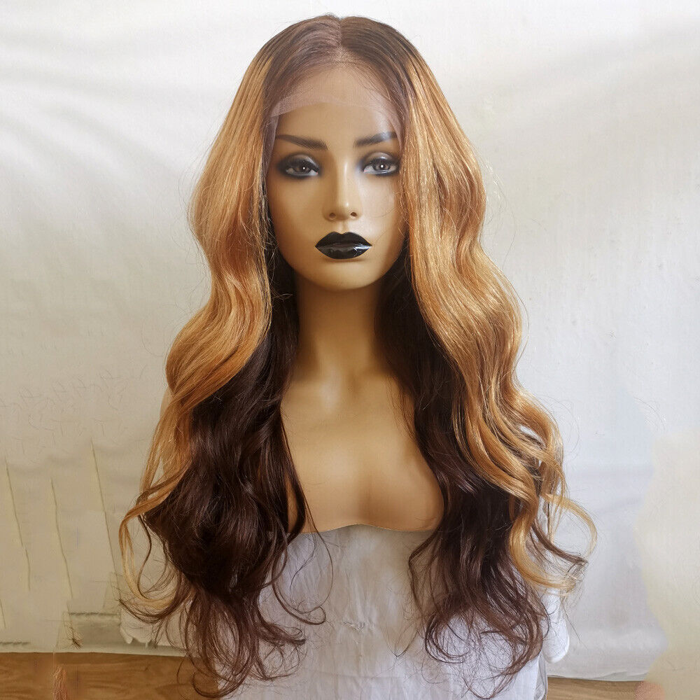 Ombre #4/#27 Brazilian Hair 4X4 Lace Closure Wig 5.5X4.5 PU Silk Top Closure Wig