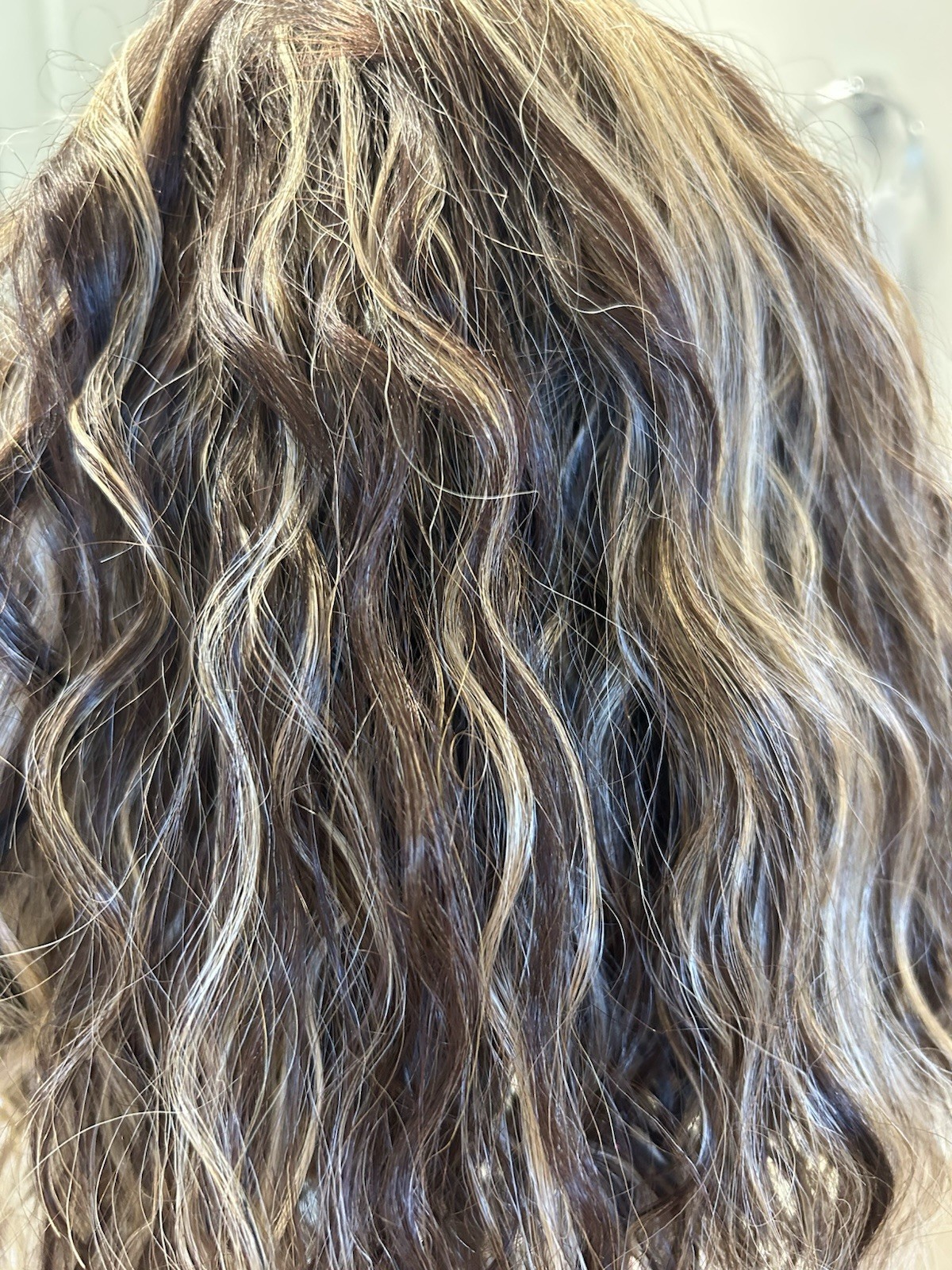 Wavy Wig Dark Brown Blond Highlighted Natural Style for Women Adult Wavy Texture