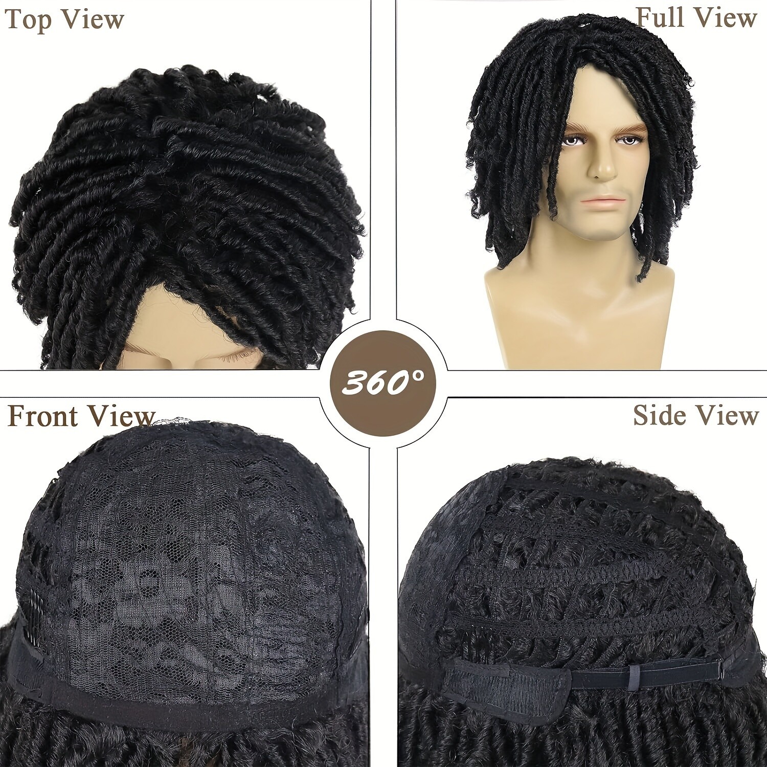 6Inch Short Braided Wig For Man Black Crochet Twist Hair Synthetic Wig Braids