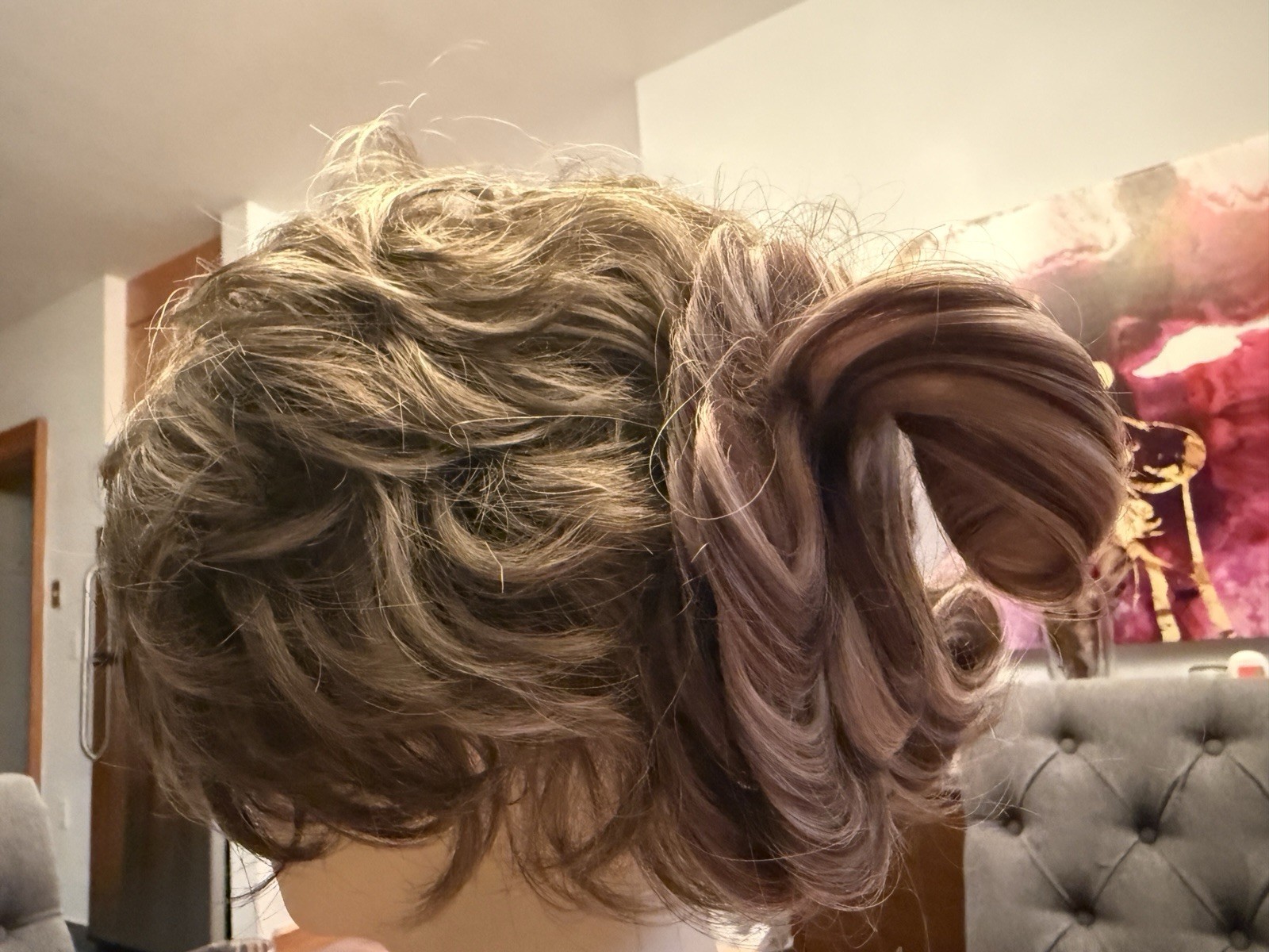 100% Human Hair Wiglet Dark Brown & Hazelnut Curly Claw Hairpiece Extension New