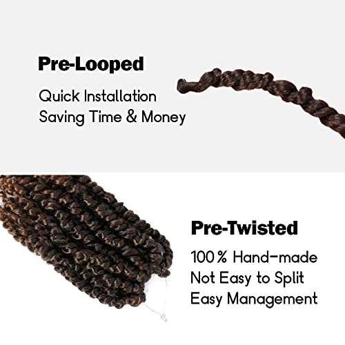 Short Passion Twist Hair 6 Inch 6 Inch (Pack of 8) T30(Ombre Medium Dark Brown)