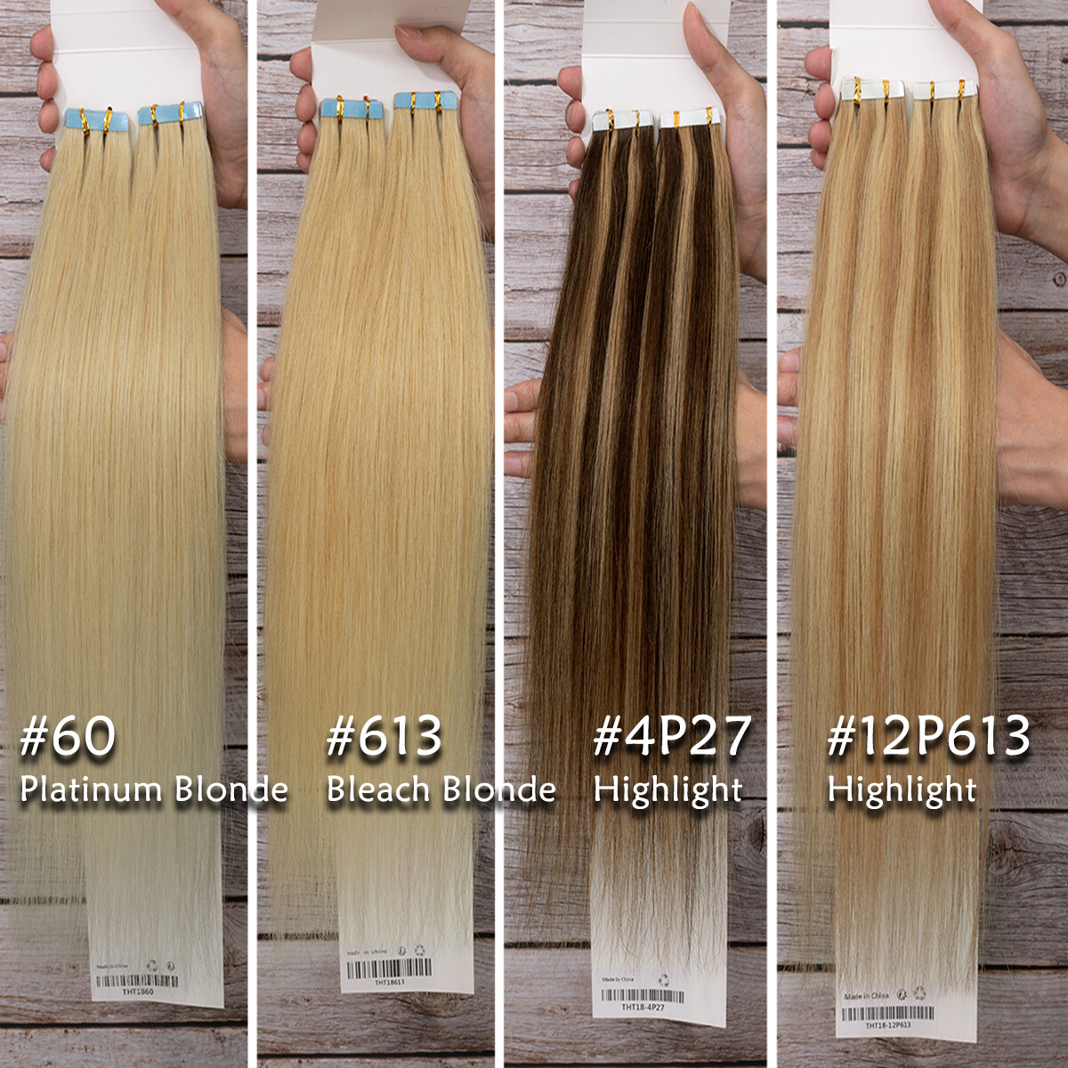 Thick 10/20PCS Tape In Remy Human Hair Extensions Skin Weft FULL HEAD X‘mas Gift
