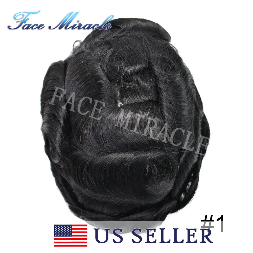 Mens Poly Hairpiece Thin Skin PU Injected Toupee Hair for Men Human Hair System