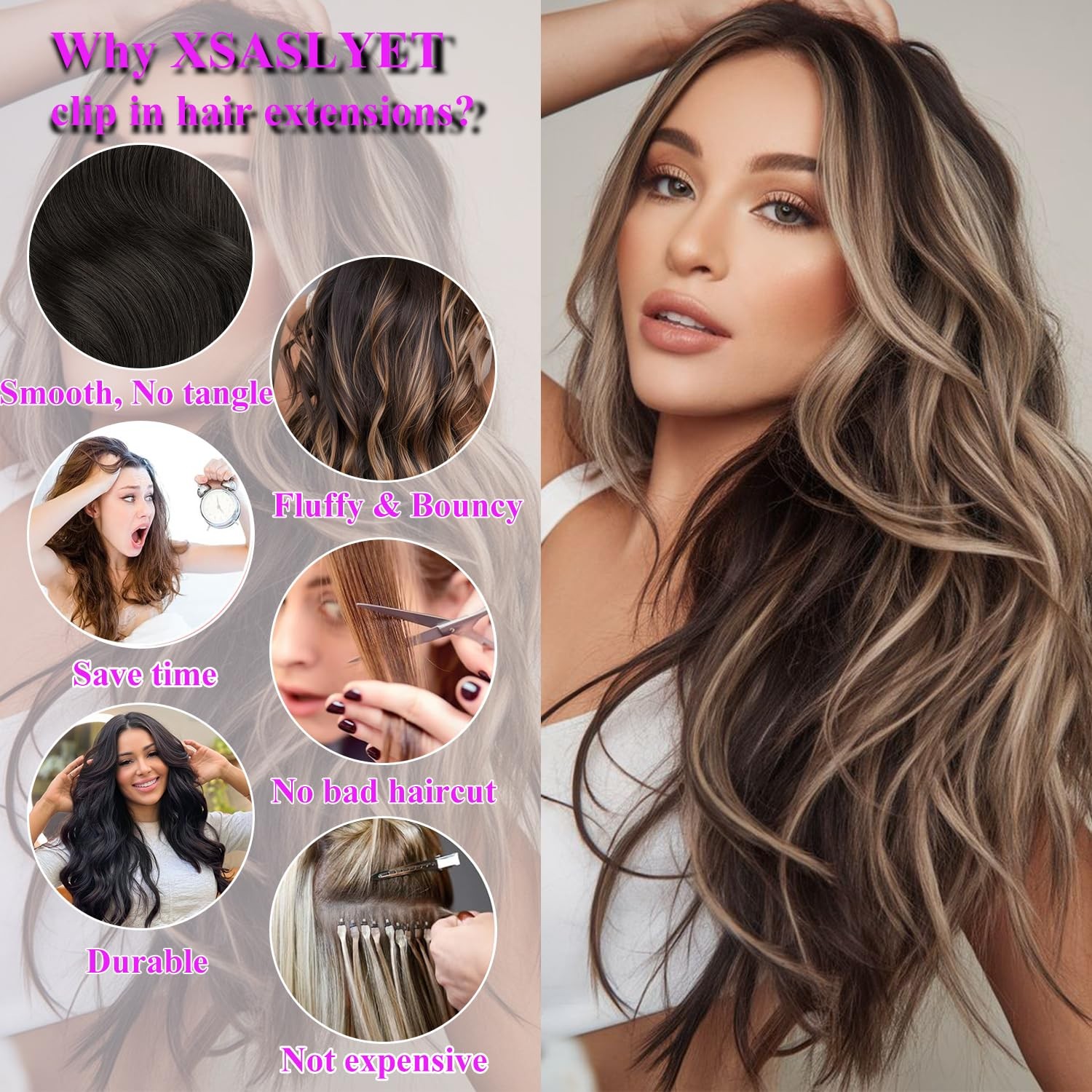 Clip in Hair Extensions 4 Pcs, 16 Inch, 4