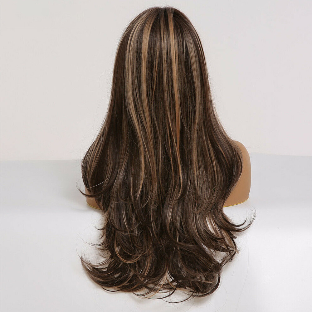Full Wig Long Curly Straight Wavy Synthetic Hair With Blonde Wigs For Women