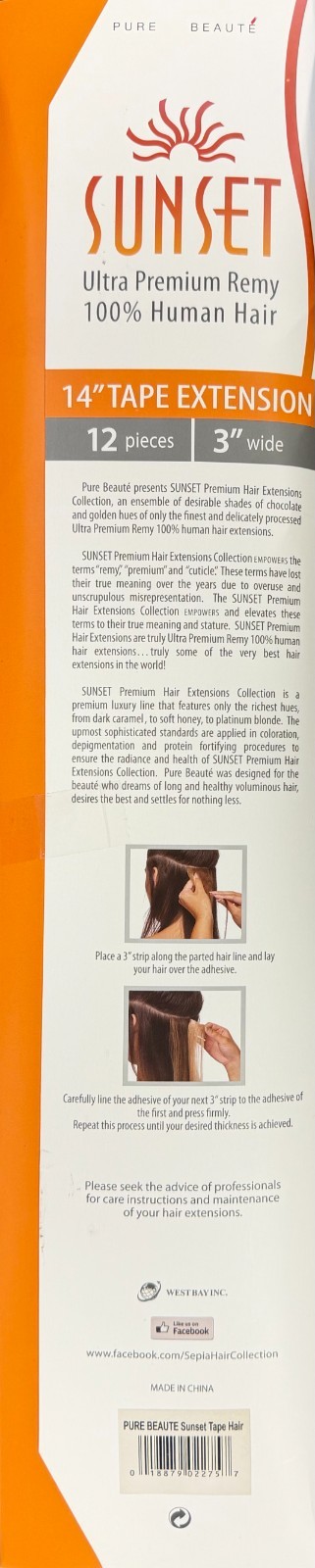 Sepia Sunset Ultra Premium Remy 100% Human Hair 14″ Tape-In Extension 12pcs #613