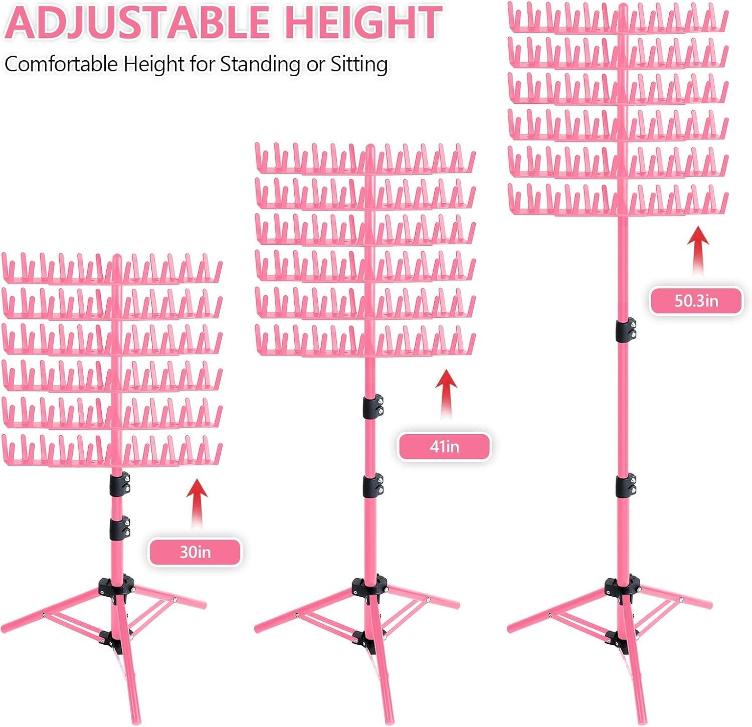 Pink Braiding Hair Rack 144 Pegs Adjustable extension holder hanger tripod tool
