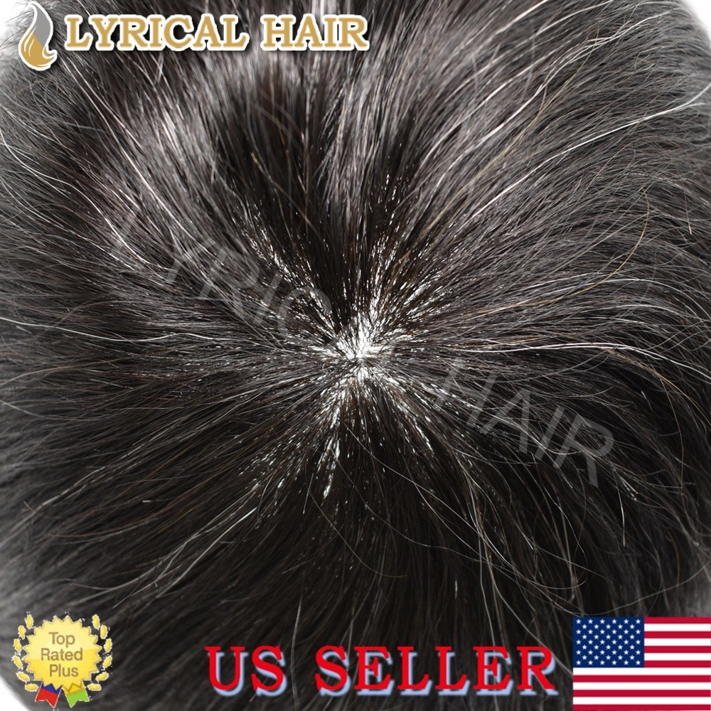 Mens Toupee Full PU Human Hair Durable Thin Skin Hair Replacement System For Men