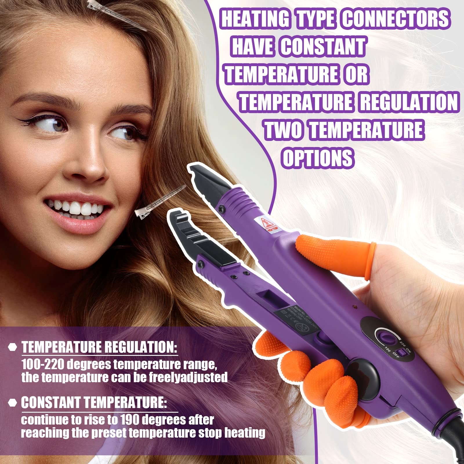 Lanties Hair Extensions Iron Fusion Keratin Hair Extensions Heat Tool Heat Co…