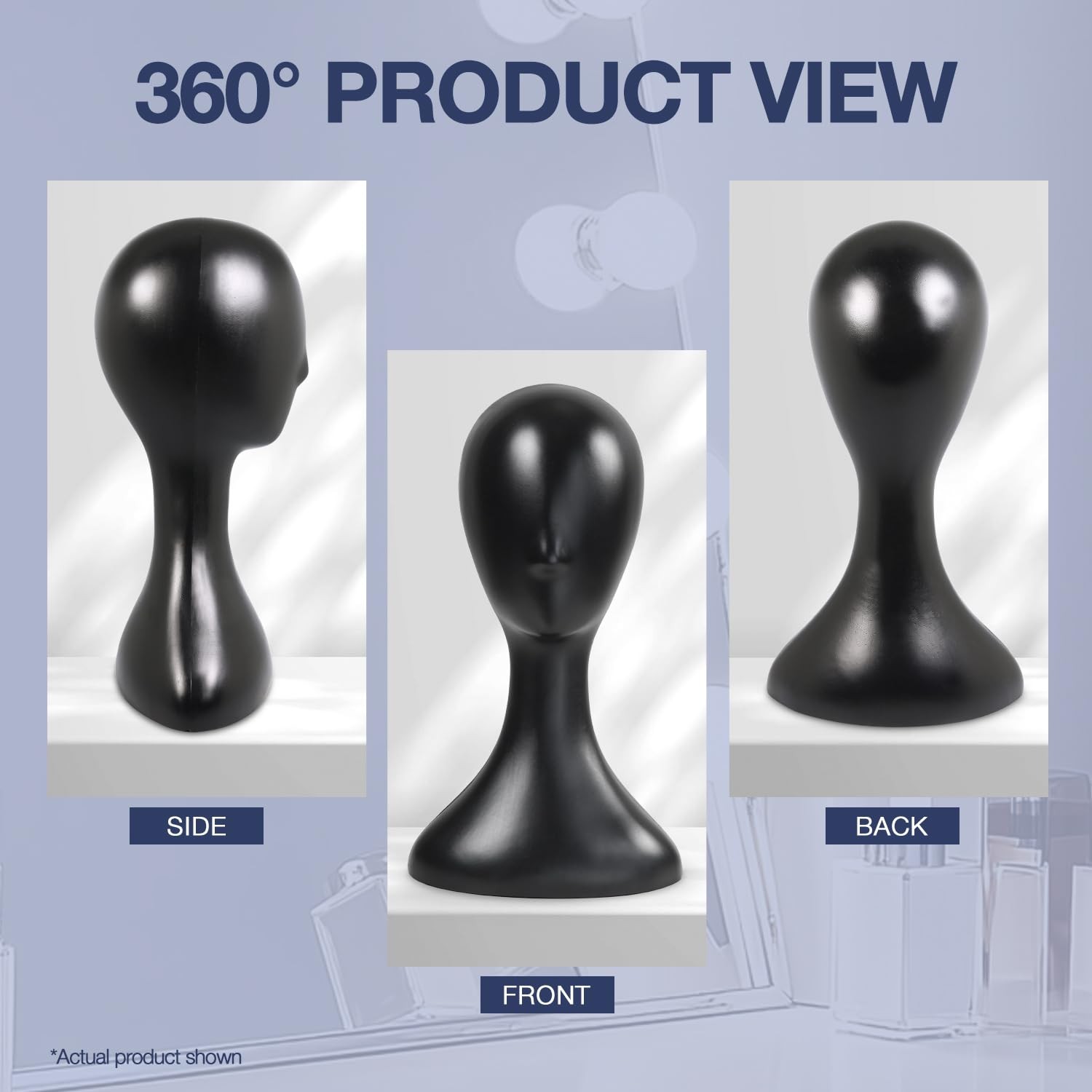 16 Inch Studio Limited Professional Plastic Mannequin Head 1 Pack, Black