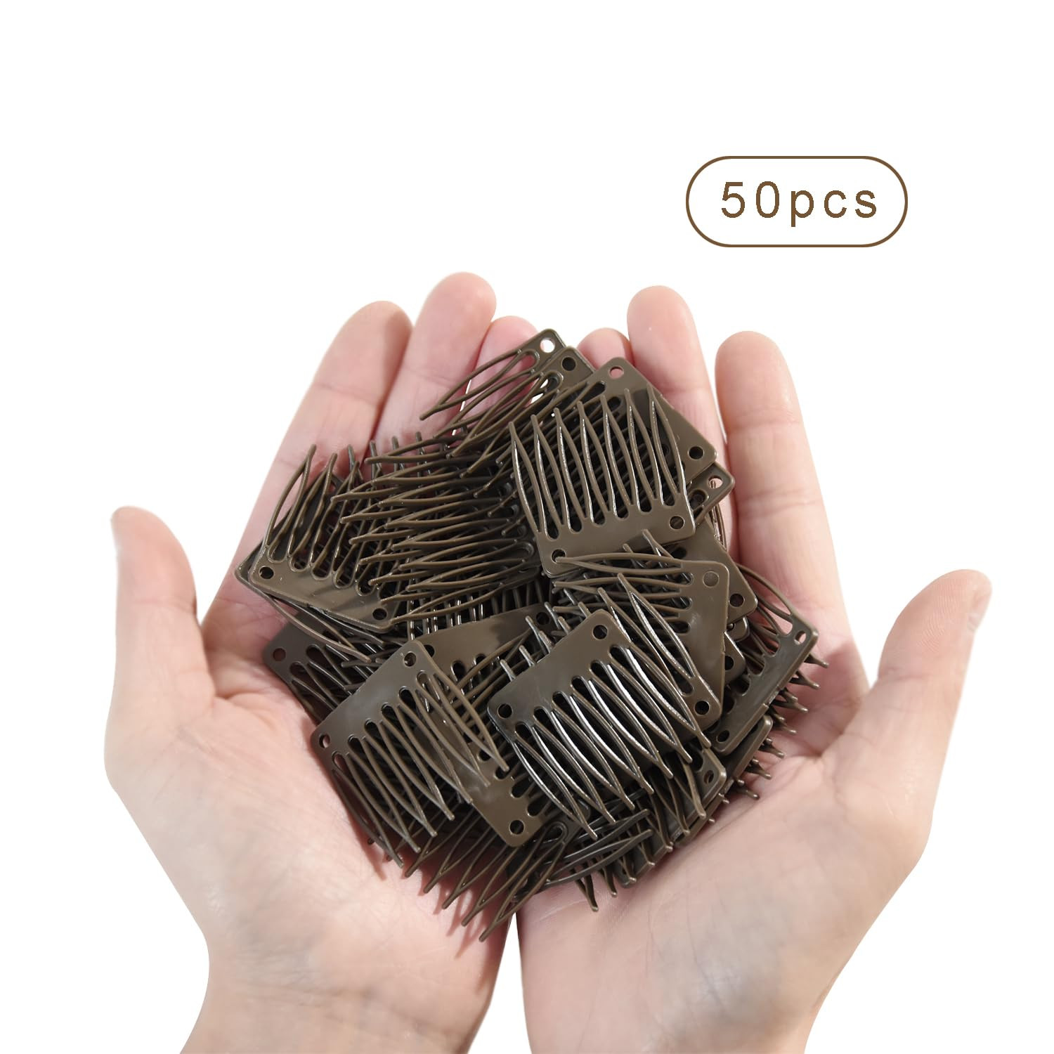 50 PCS Hair Clip Combs for Wigs – 7-Teeth Plastic Combs, Wig Cap