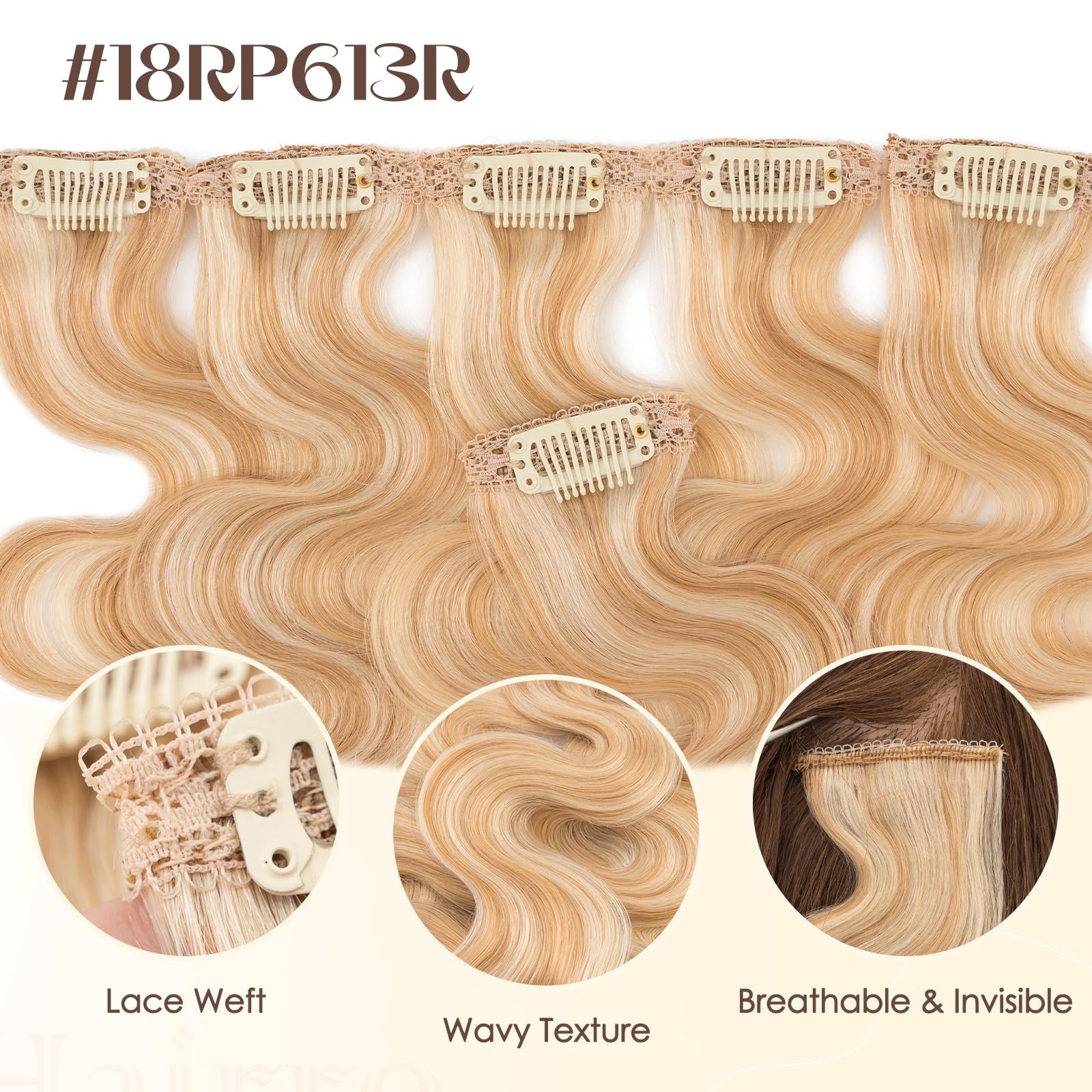 Hairro Body Wave Clip In Short Hair Extensions Real Human Hair 6Pcs Clip Ins