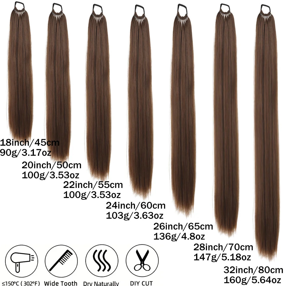 18-32inch Fake Hair Long Flexible Synthetic Ponytail Extension Hairpieces