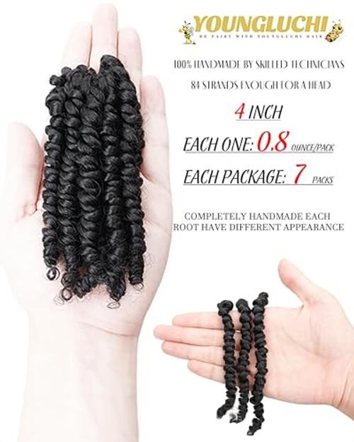 4 Inch 7 Packs Super Short Passion Twist Crochet Hair for 4 Inch (Pack of 7) 1B