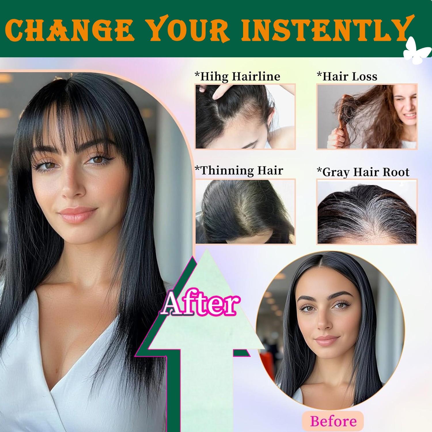 Clip In Topper Women Real As Human Hairpiece Synthetic Hair Topper Top Toupee US