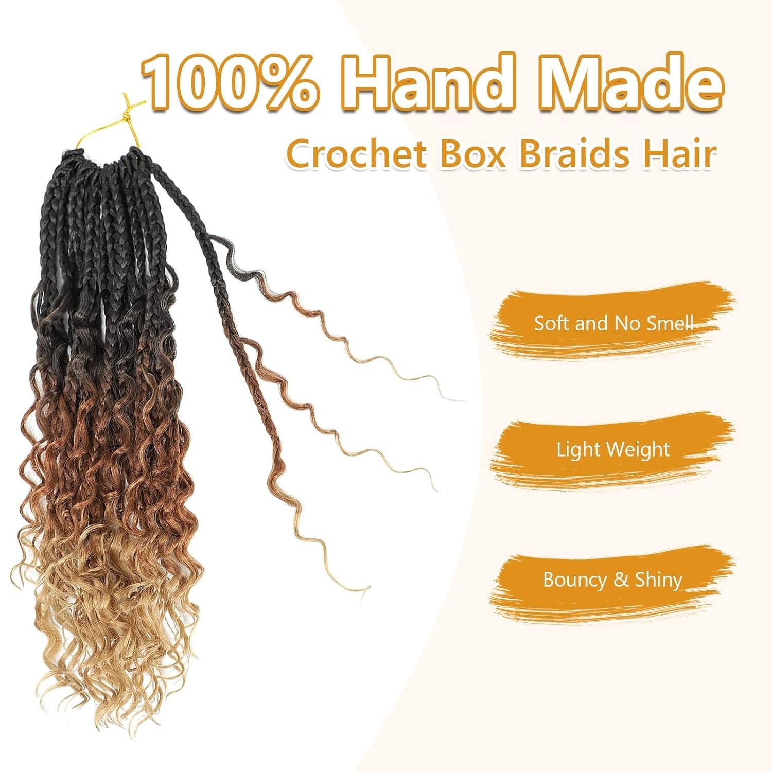 14-Inch Boho Crochet Box Braids – 8 Packs Tangle Free Hair Extensions, 1B/30/27