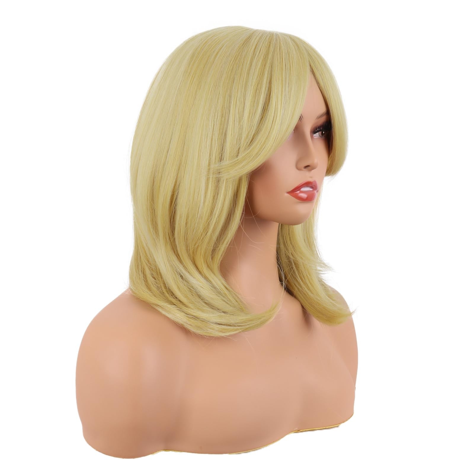 18 Inch/45 cm Layered Bangs Straight Synthetic Fiber Shoulder Length Hair Dai…