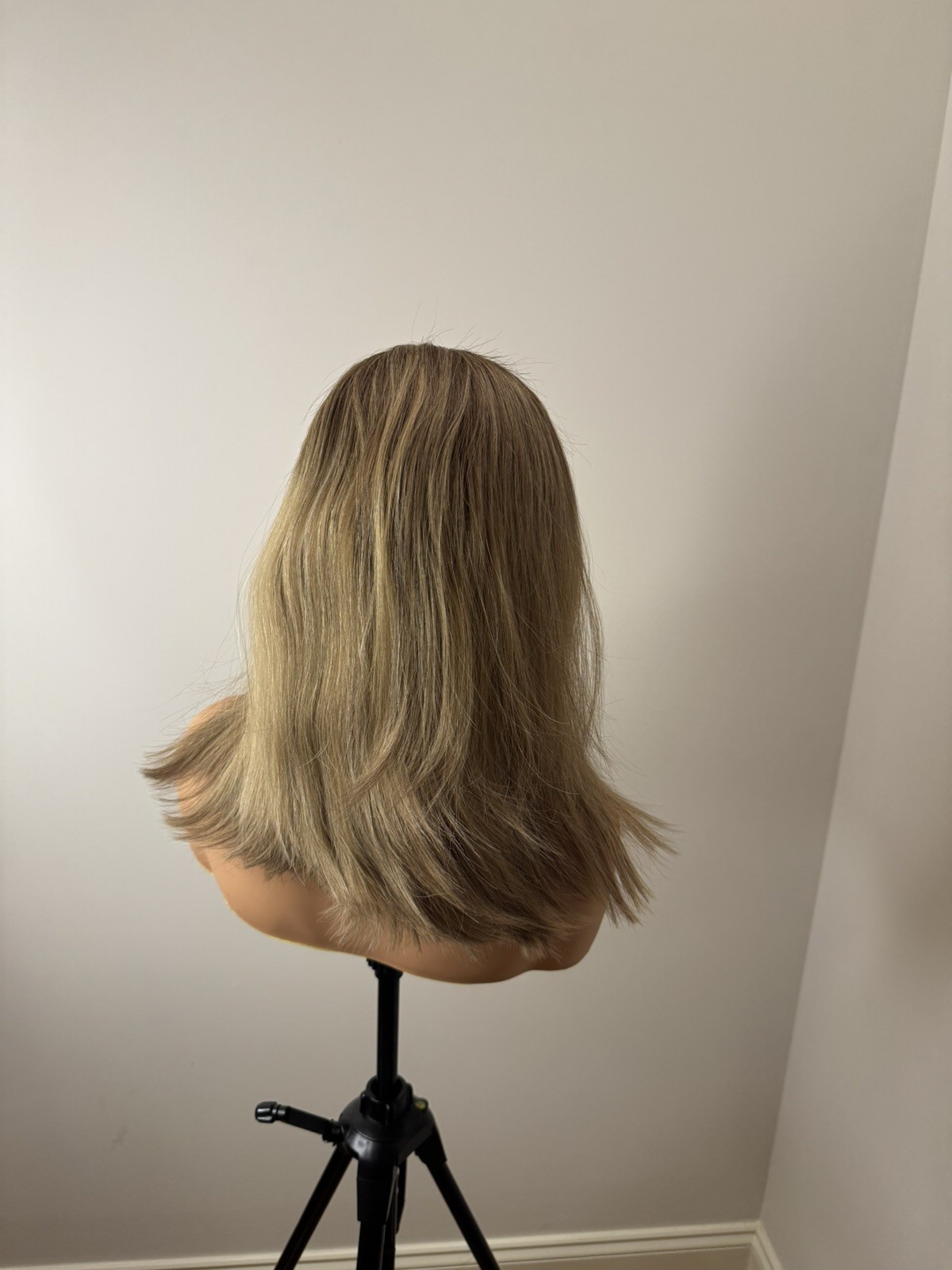 100% Luxury 16” Human Hair Jewish Wig 13×4 Lace Front Highlighted Medium Cap
