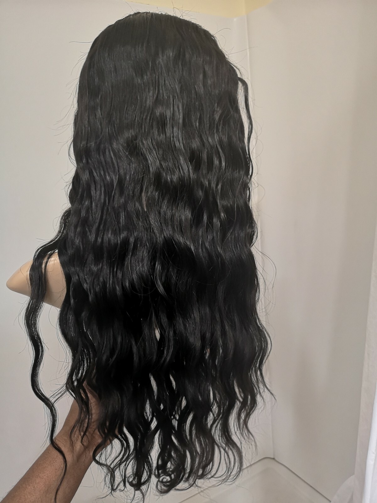 Custom High Quality Sexy 24” Virgin Human Hair Front Lace Wig 1B