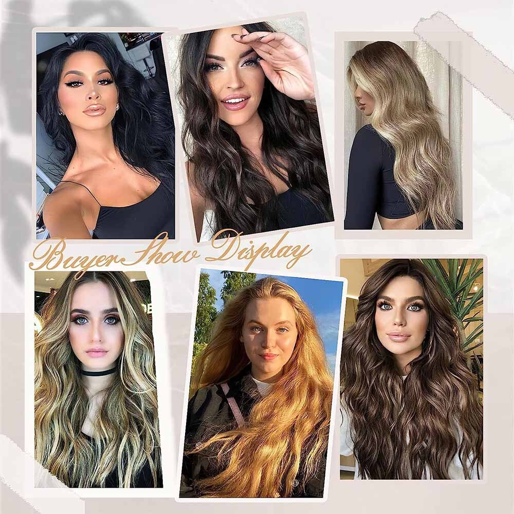 100% Real Natural as Human Wire Clip in Hair Extensions Invisible One Piece Wavy