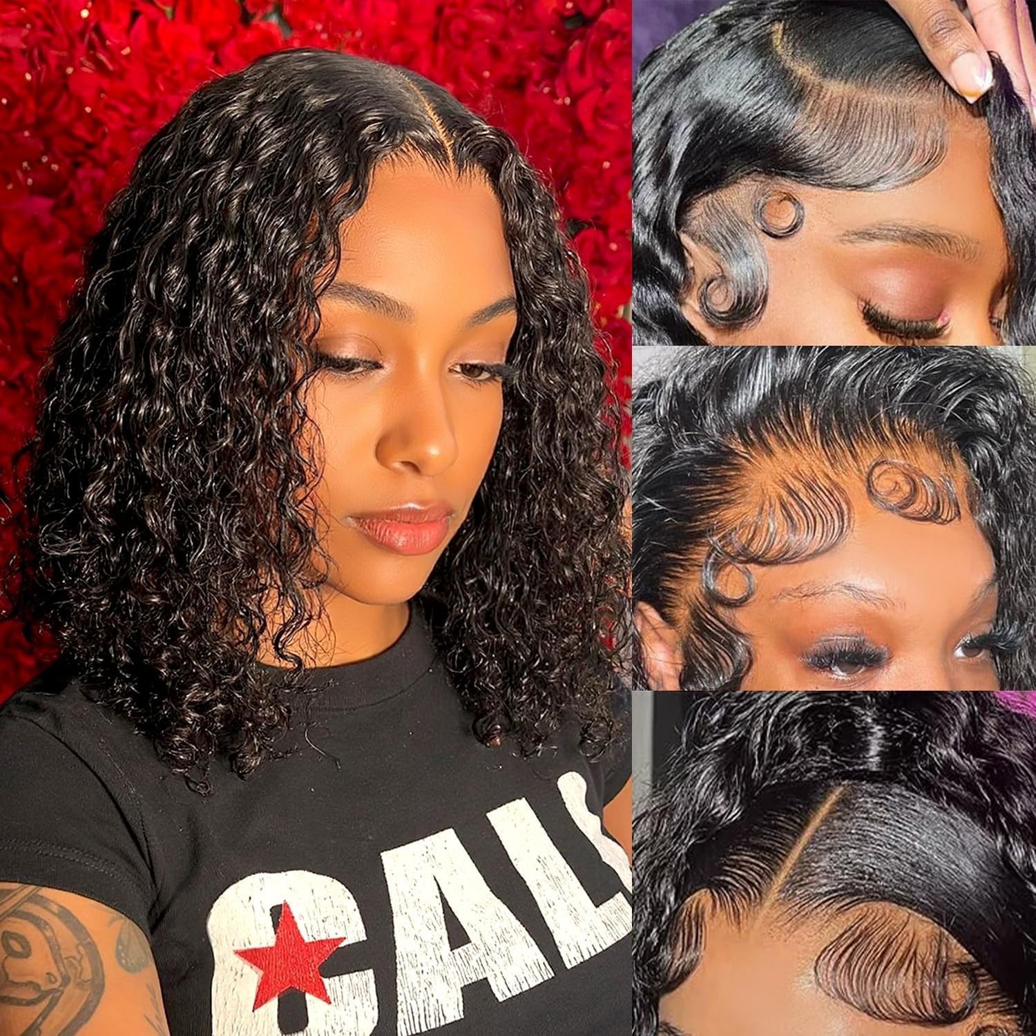 Short Curly Human Hair Wigs 13×4 Curly Bob Wig Human Hair for Black Women