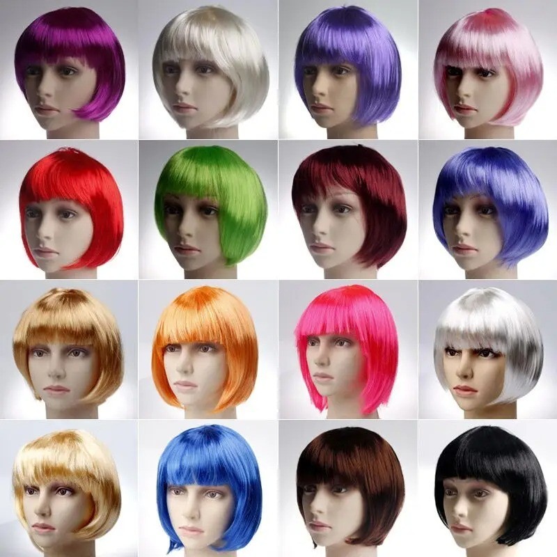 Lady Girl Bob Wig Women’s Short Straight Bangs Full Hair Wigs Cosplay Party USA