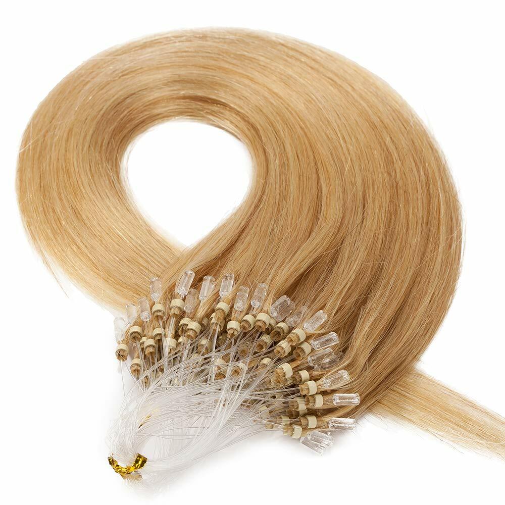 Micro Ring Beads Loop Tip Hair Extensions Russian Real Human Hair Remy Straight